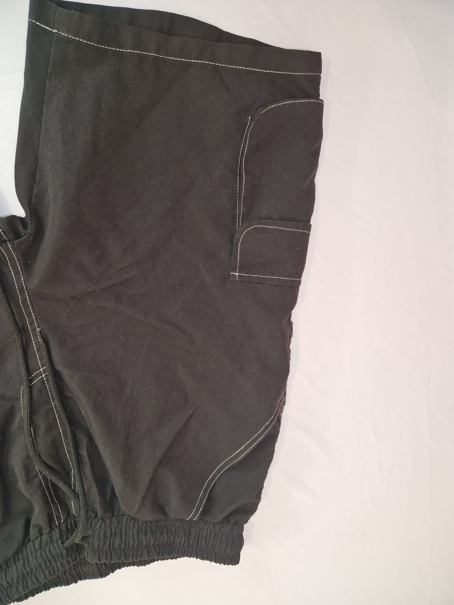 Black Utility Cargo Shorts with Contrast Stitching