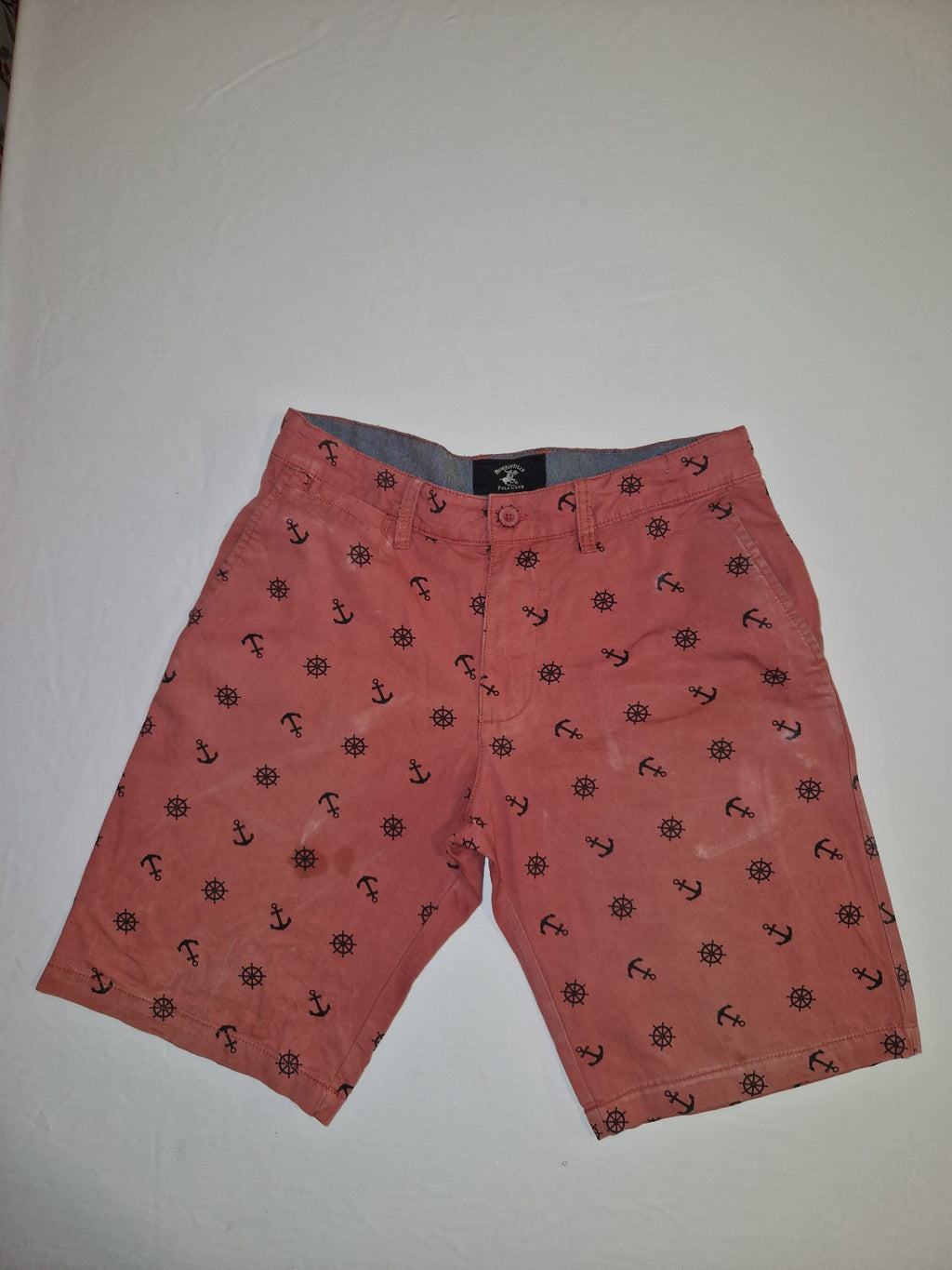 Coral Nautical Print Casual Shorts