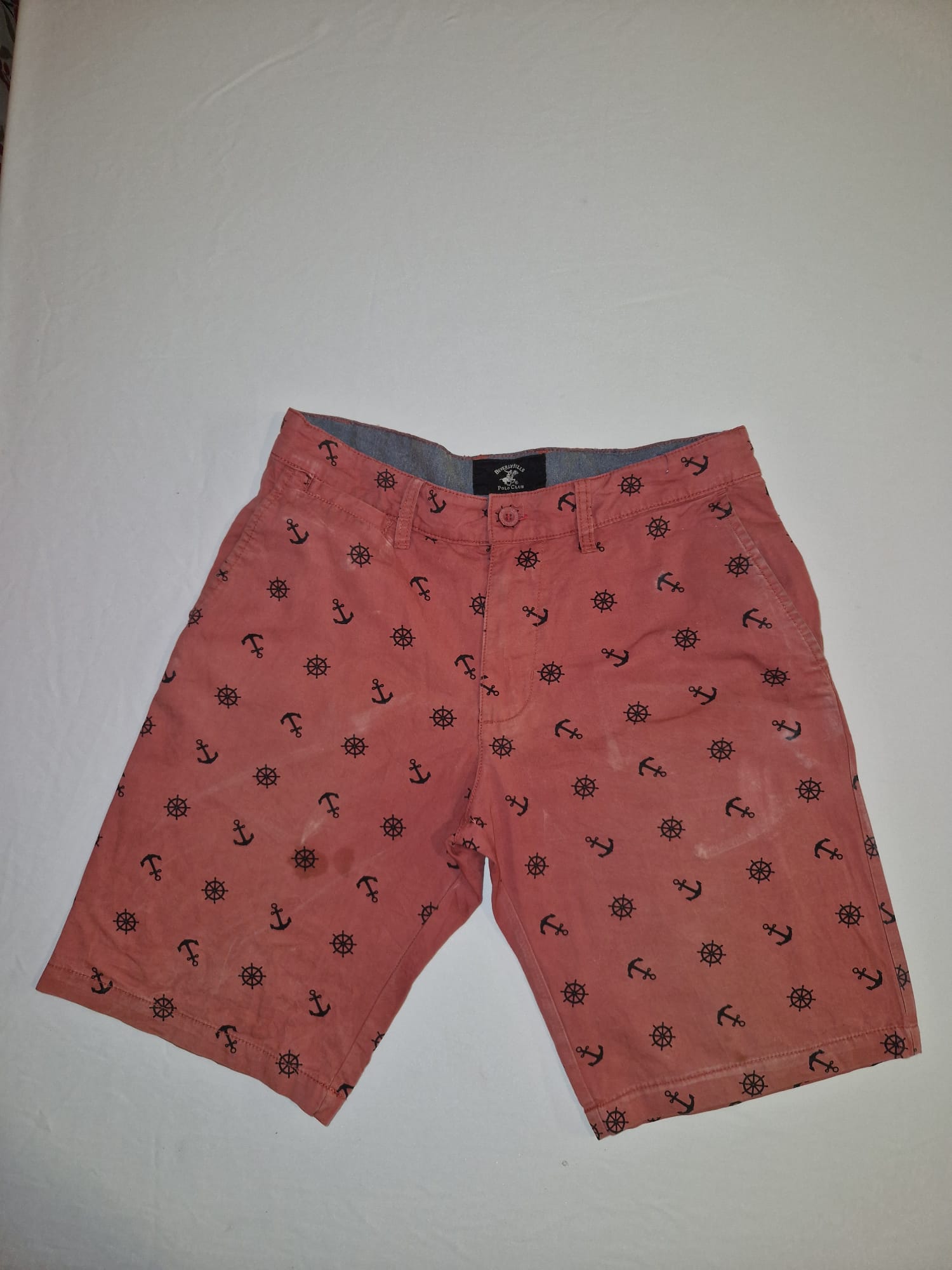 Coral Nautical Print Casual Shorts