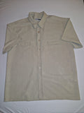 Beige Short Sleeve Button-Up Shirt with Dual Chest Pockets