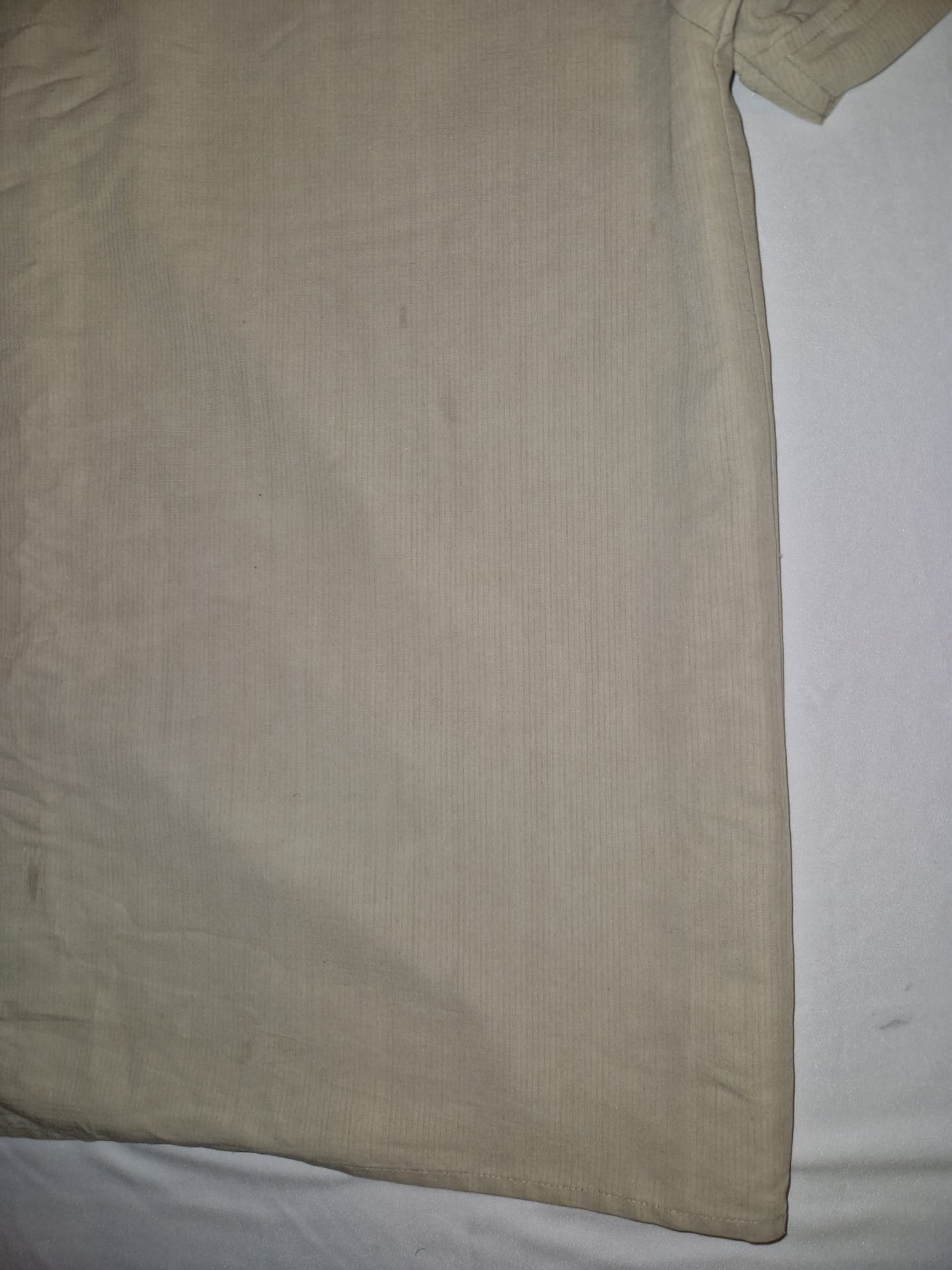 Beige Short Sleeve Button-Up Shirt with Dual Chest Pockets