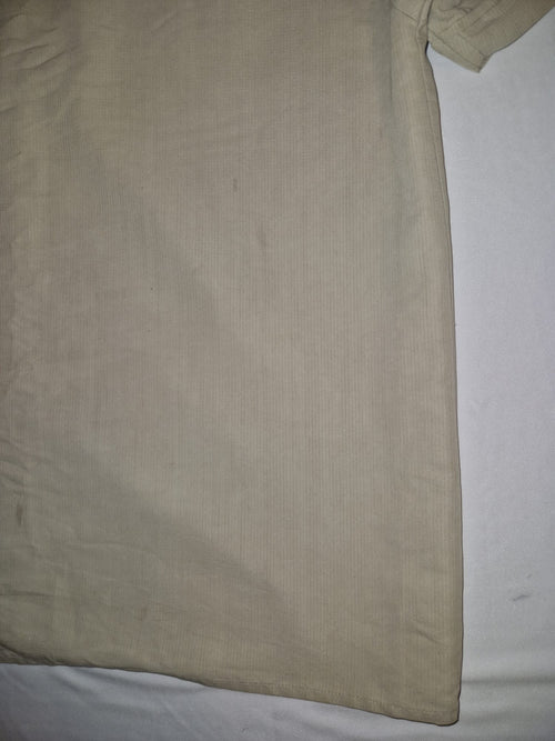 Beige Short Sleeve Button-Up Shirt with Dual Chest Pockets