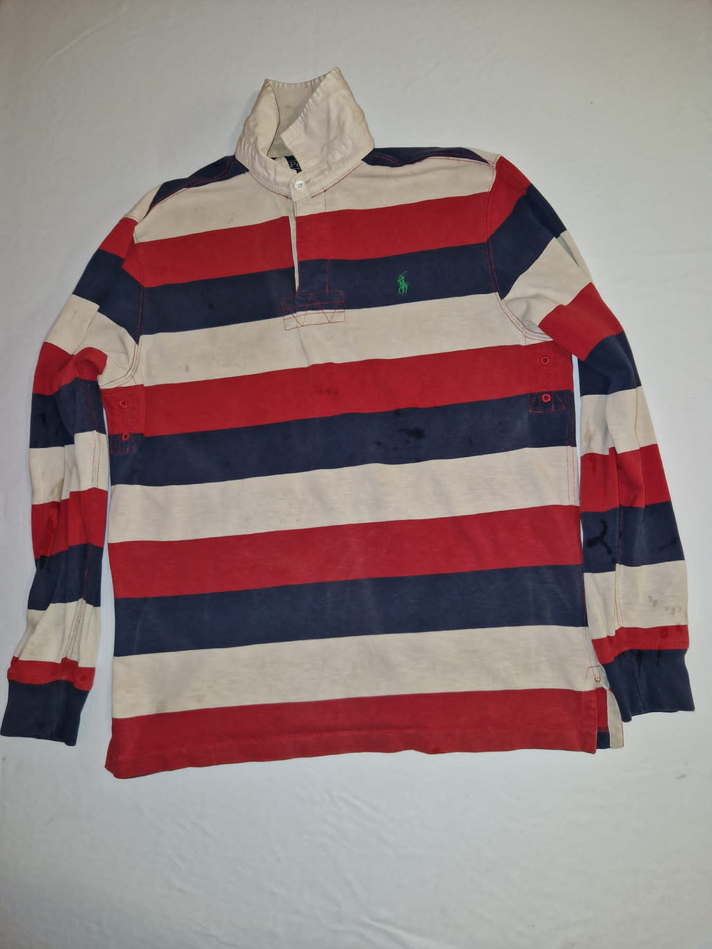 Striped Long Sleeve Rugby Shirt – Red, Navy & Cream
