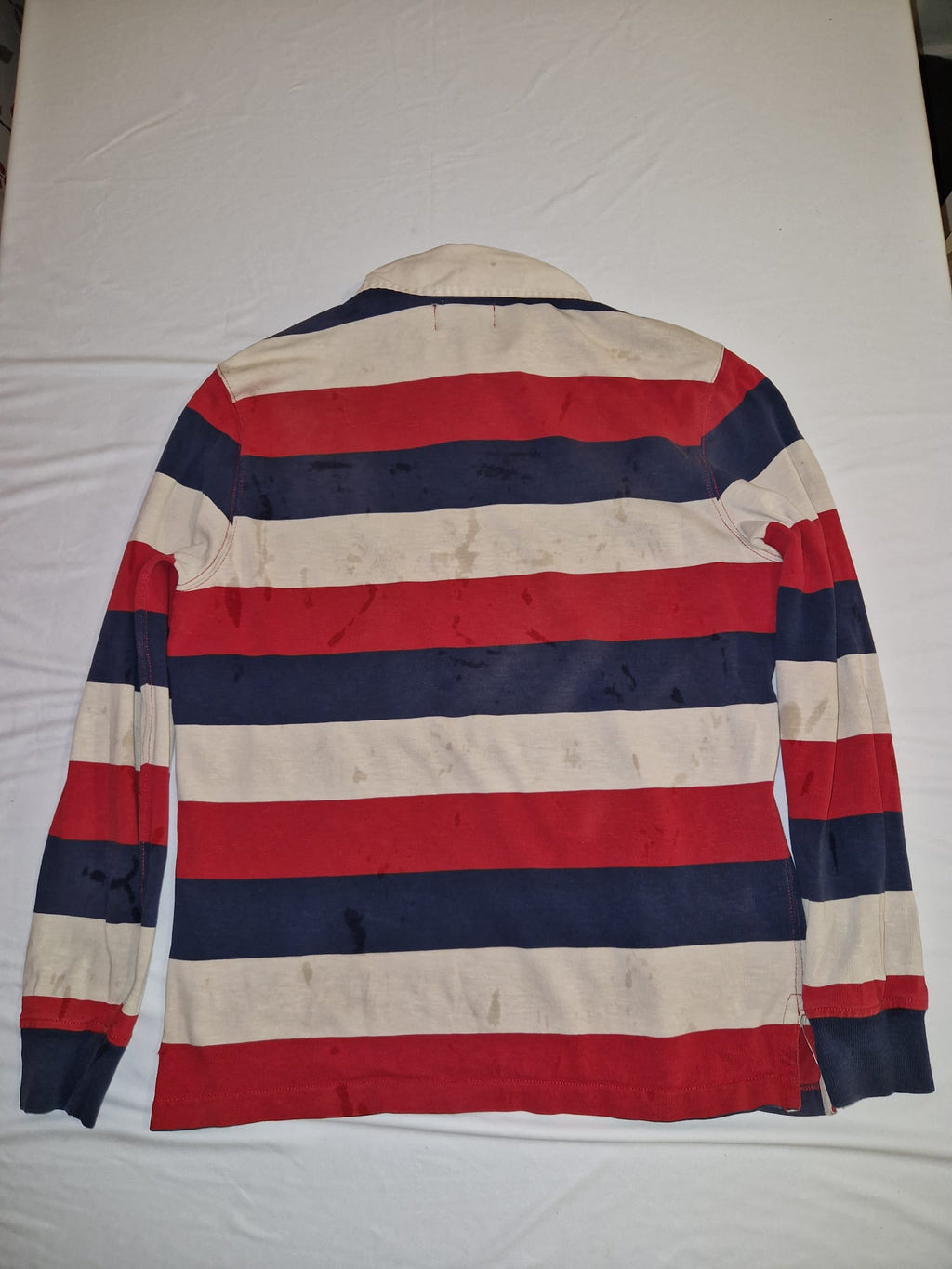 Striped Long Sleeve Rugby Shirt – Red, Navy & Cream