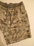 Retro Boombox Print Drawstring Shorts – Grey