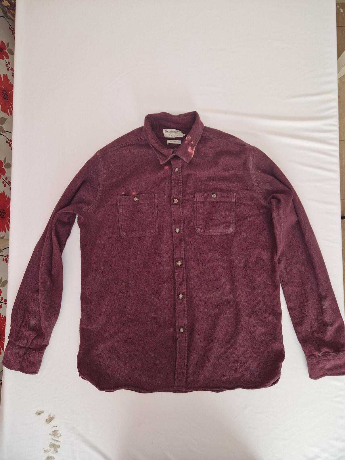 Men's Long Sleeve Button-Up Shirt Burgundy