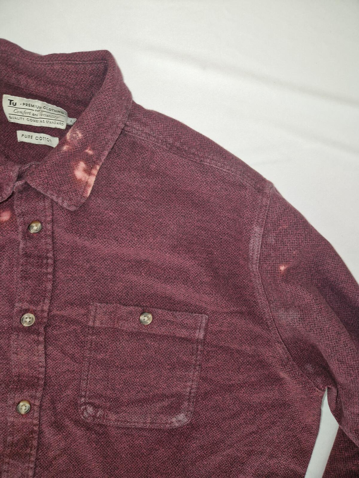Men's Long Sleeve Button-Up Shirt Burgundy