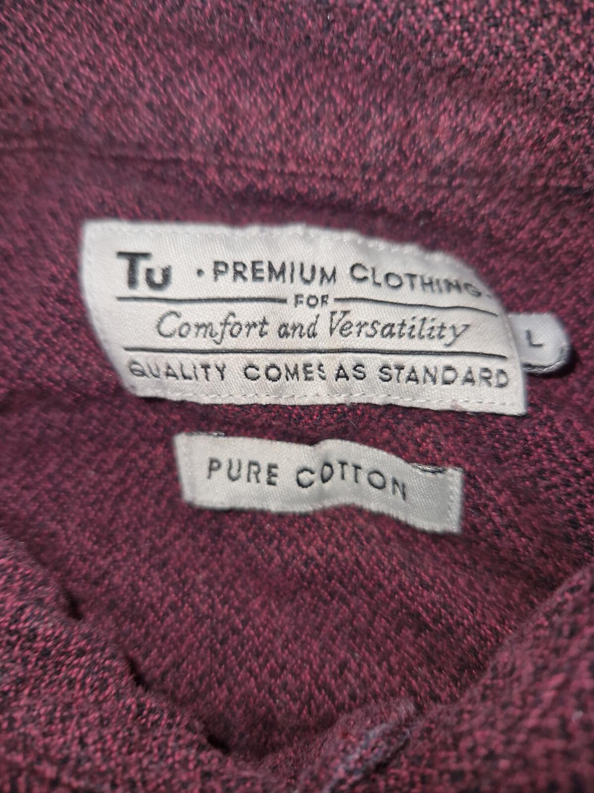 Men's Long Sleeve Button-Up Shirt Burgundy