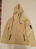 Beige Hooded Lightweight Zip Jacket