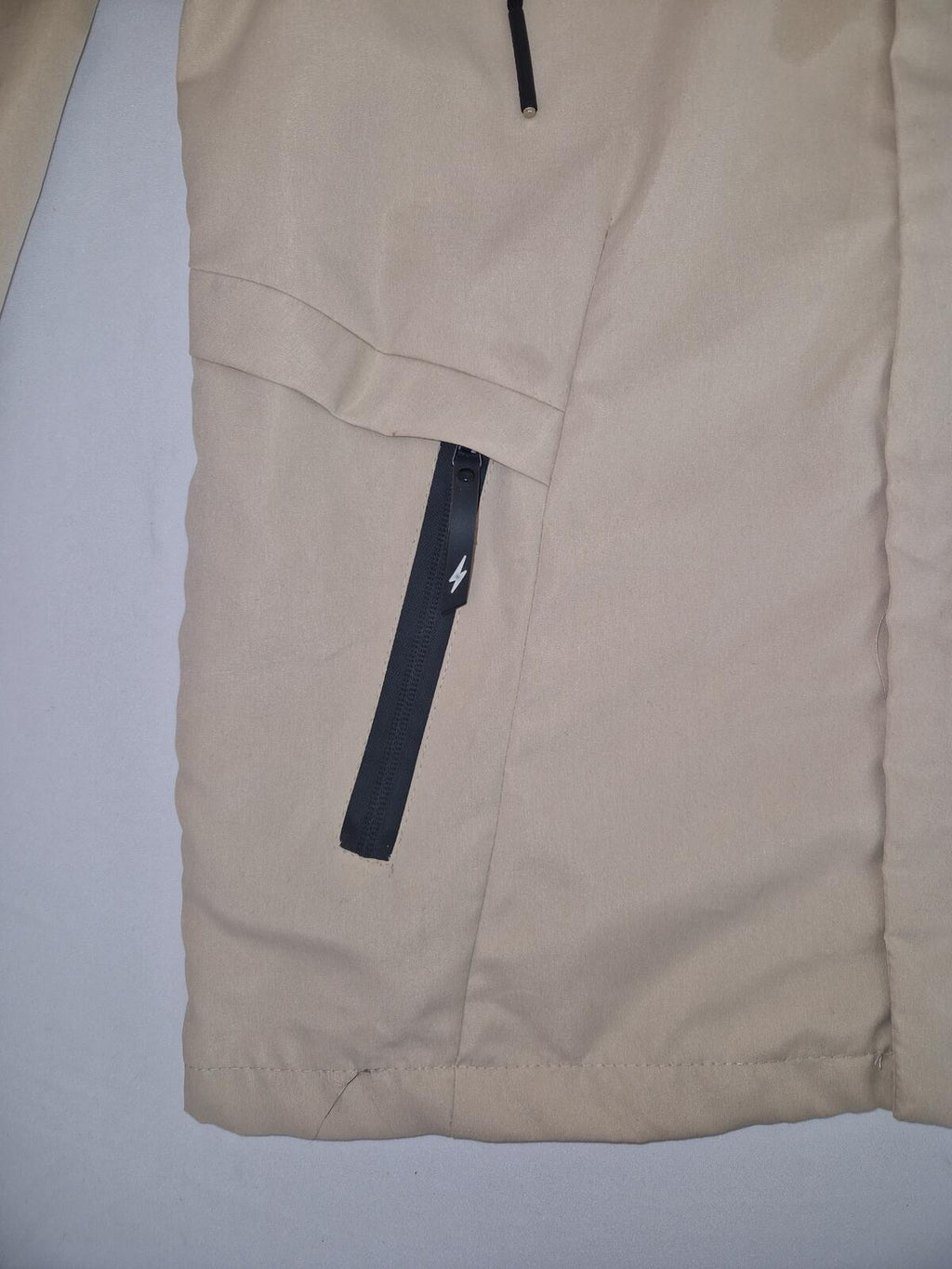 Beige Hooded Lightweight Zip Jacket