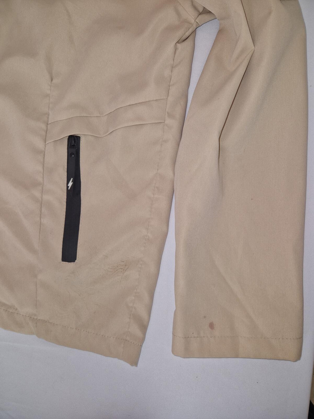 Beige Hooded Lightweight Zip Jacket
