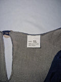 Vintage Blue and Beige Cotton Silk Blend Sleeveless Dress XL