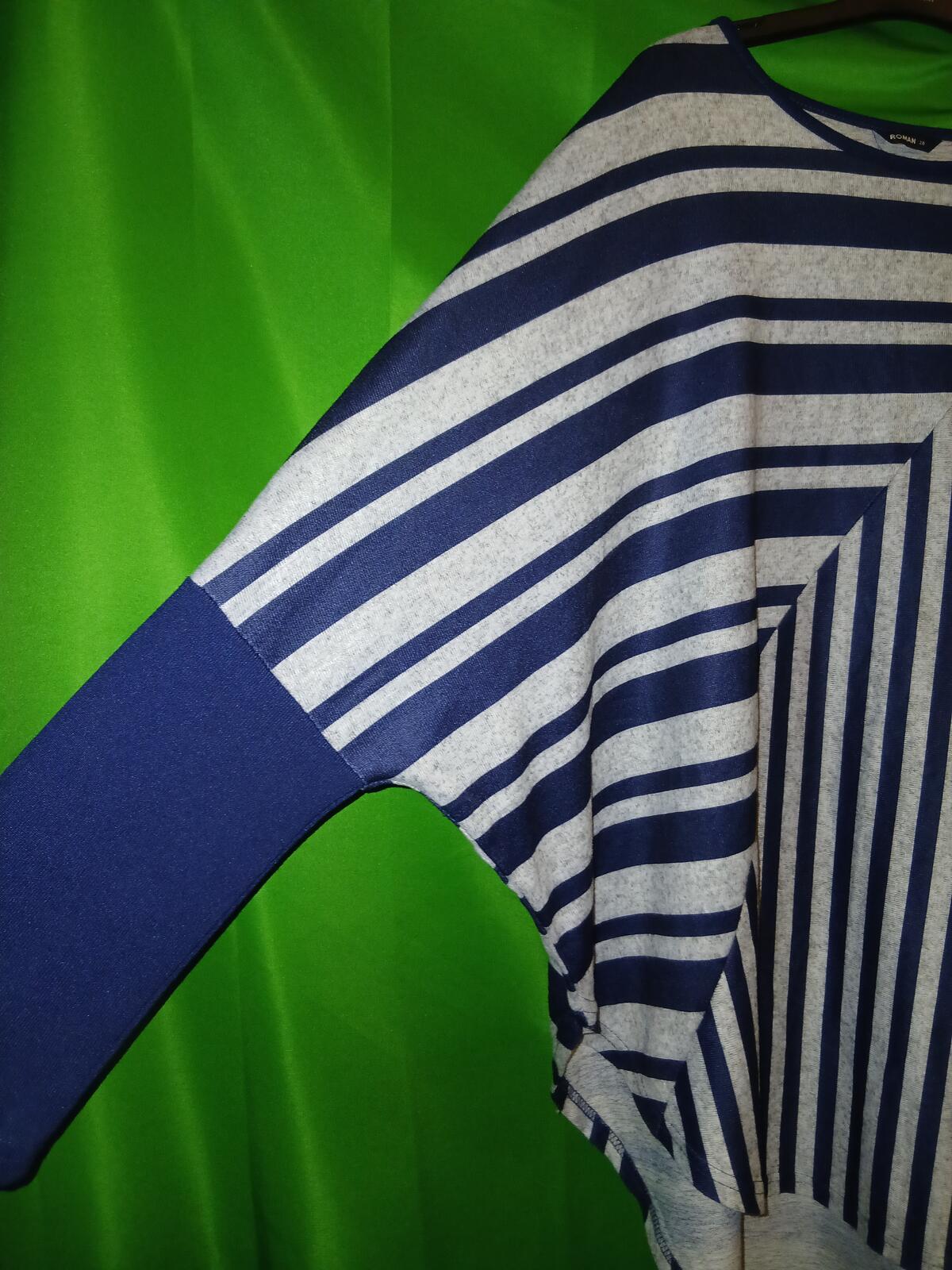 Bonprix Navy and Grey Stripe Batwing Top Size EUR 56/58 UK 32/34