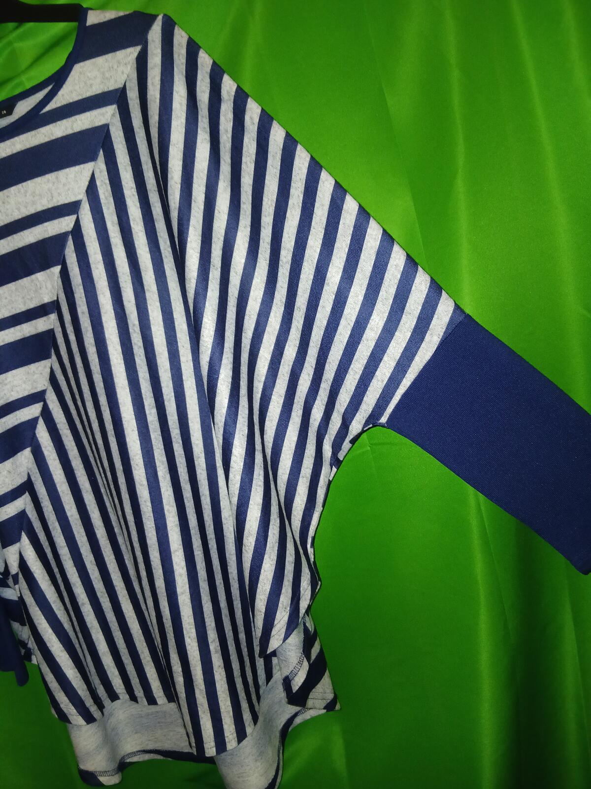 Bonprix Navy and Grey Stripe Batwing Top Size EUR 56/58 UK 32/34