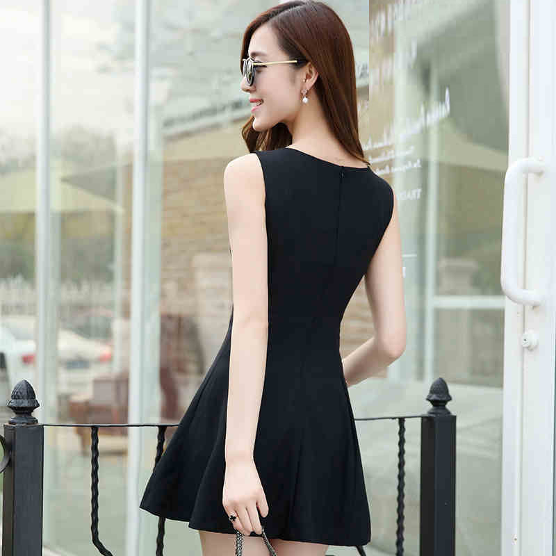 Women Summer Elegant Solid Color Party Short Cocktail Dress